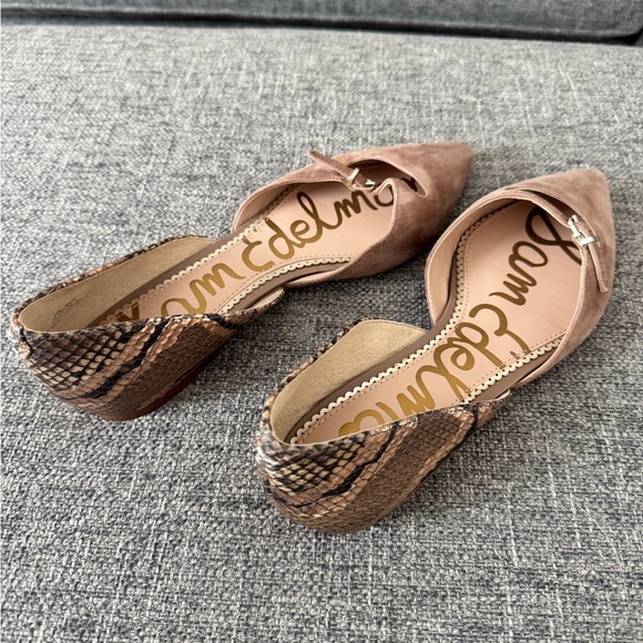 Sam Edelman Taupe and Snakeskin Flats - Picture 2 of 3